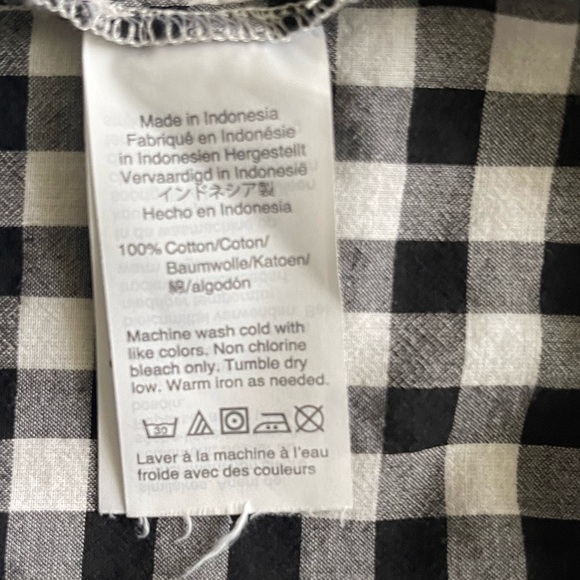 J.Crew Black and White Checkered Tie-Front Top - Picture 8 of 9